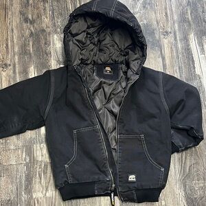 Kids Black Hooded Berne Coat